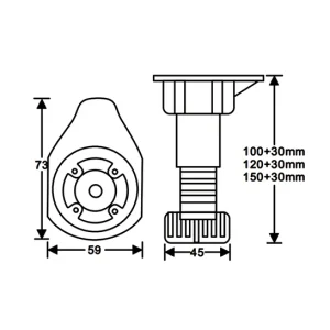 Brad Furniture Feet Black 100mm 4pcs