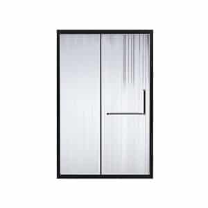 Cool Fluted Shower Door Matt Black