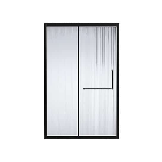 Cool Fluted Shower Door Matt Black