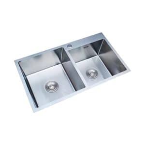 Brad Kitchen Hand Made Sink 2-Bowl (FLD8245) 820x450x220mm