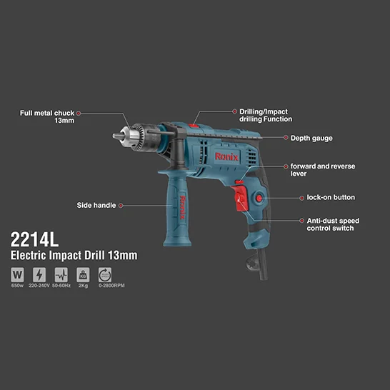 Ronix 2214L Impact Drill 13mm 650w