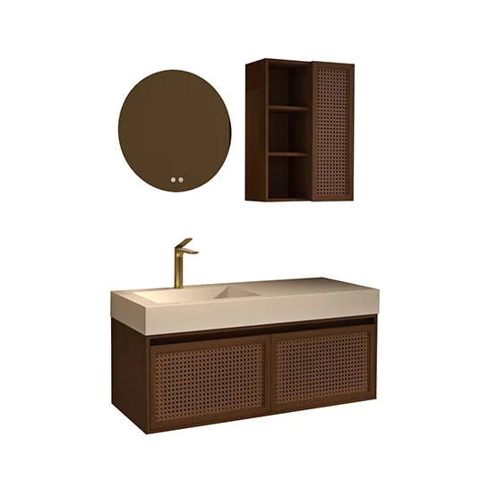 Cool Bathroom Furniture Rattant Wood Veneer 1190x495x400mm