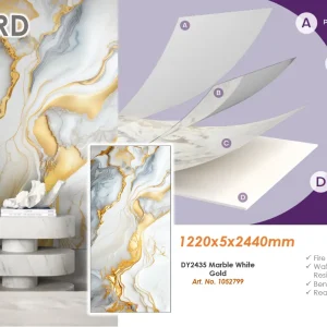 ADCO Wall UV Board Marble Black Gold   1220x5x2440mm - Image 3