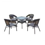 furn-outdoor-sr-05-square-dining-set-chocolateclear-glass-(1+4)seater