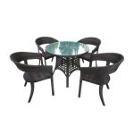 furn-outdoor-yh-6037-round-dining-set-brownclear-glass-(1+4)seater