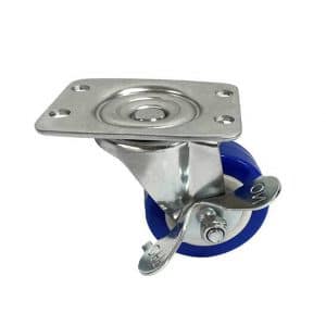 Brad Rubber Caster with Brake Blue 2in